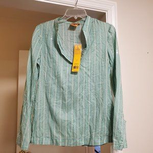 NWT Tory Burch Green & White Tunic Top (Sz 4)